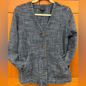Pure Jill Indigo Blue Denim Tweed Jacket Small